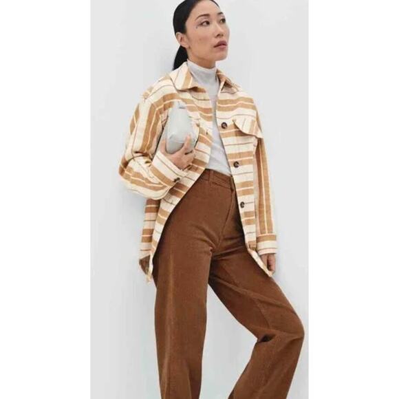 Everlane The Oversized Shirt Jacket Camel‎ Plaid Shacket 100% Cotton Size Small - Picture 1 of 12